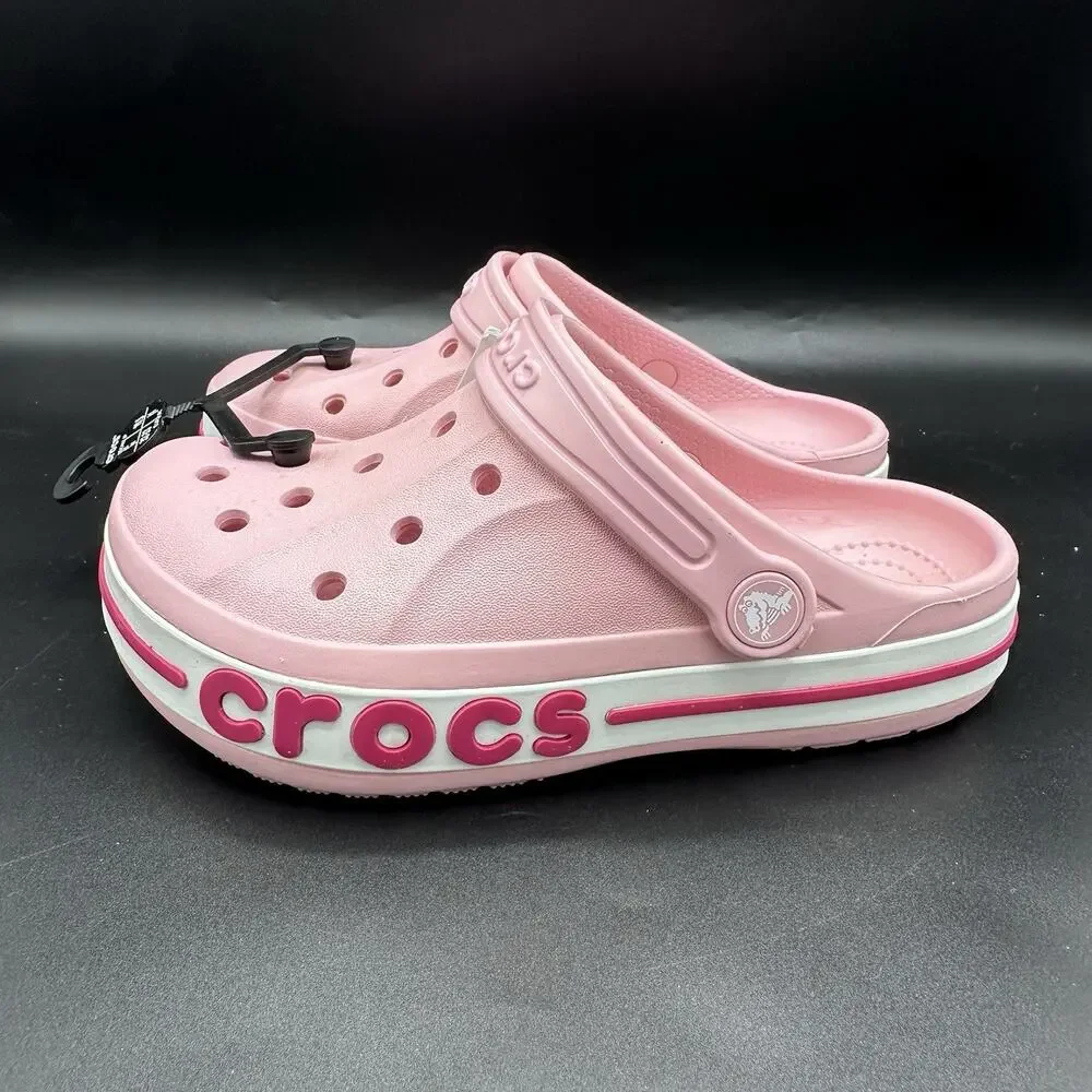 Kids Juniors Crocs Pink Bayaband Clog K Size 1 (j1) Comfort Shoes 205100-606 NEW